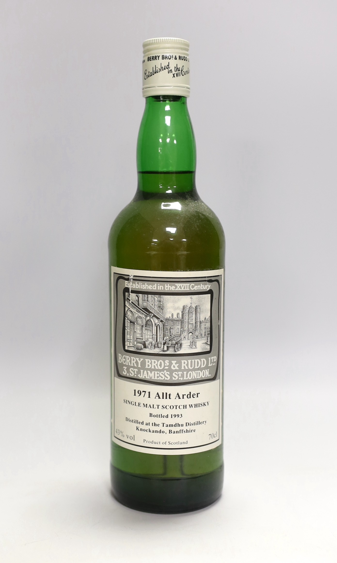 A bottle of Berry Bros & Rudd 1971 Allt Arder 22 year old malt scotch whisky, 1993, 75cl